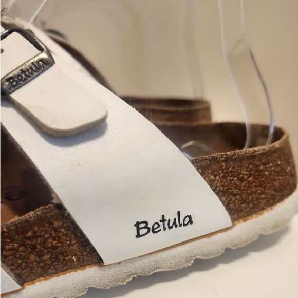 Betula by Birkenstock "Mayari" White Leather Toe Loop Strap Sandals Sz.7/38 $145 - Picture 3 of 7